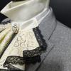 Colletto Vittoriano Staccabile con Bordi in Pizzo e Decorazione a Nastro Finto Collo a Rullo Accessorio per Costume di Occasione Speciale