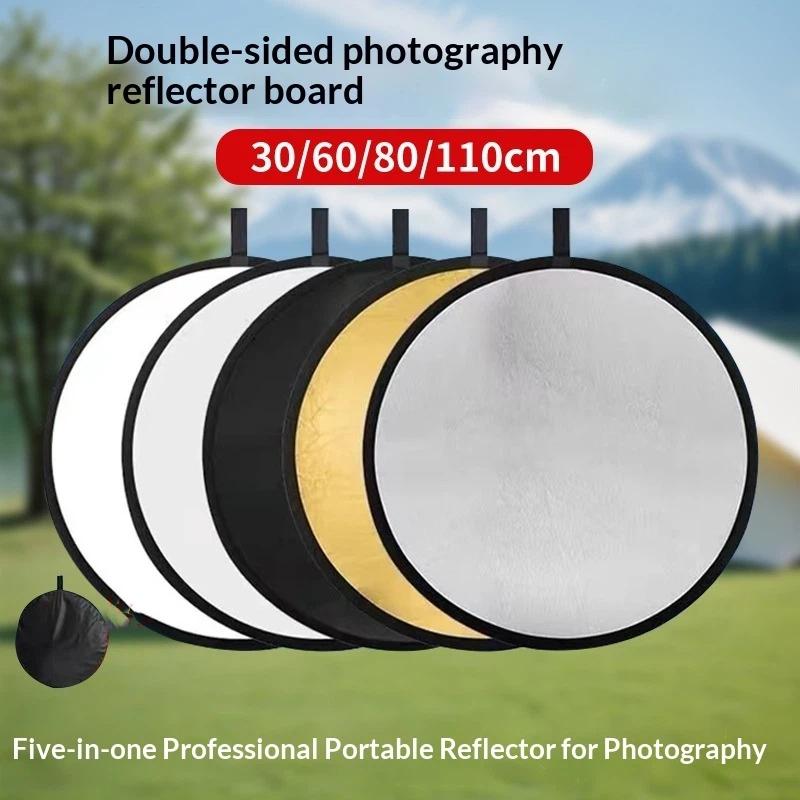 5 In 1 Round Photo Reflector Collapsible Portable Kit for Outdoor Live Broadcast Studio Portrait Shooting