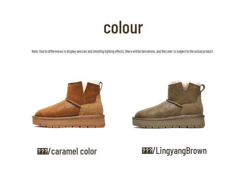 Women's Waterproof Sheepskin Snow Boots - Short, Thick-Soled, Fleece-Lined, Winter 2025