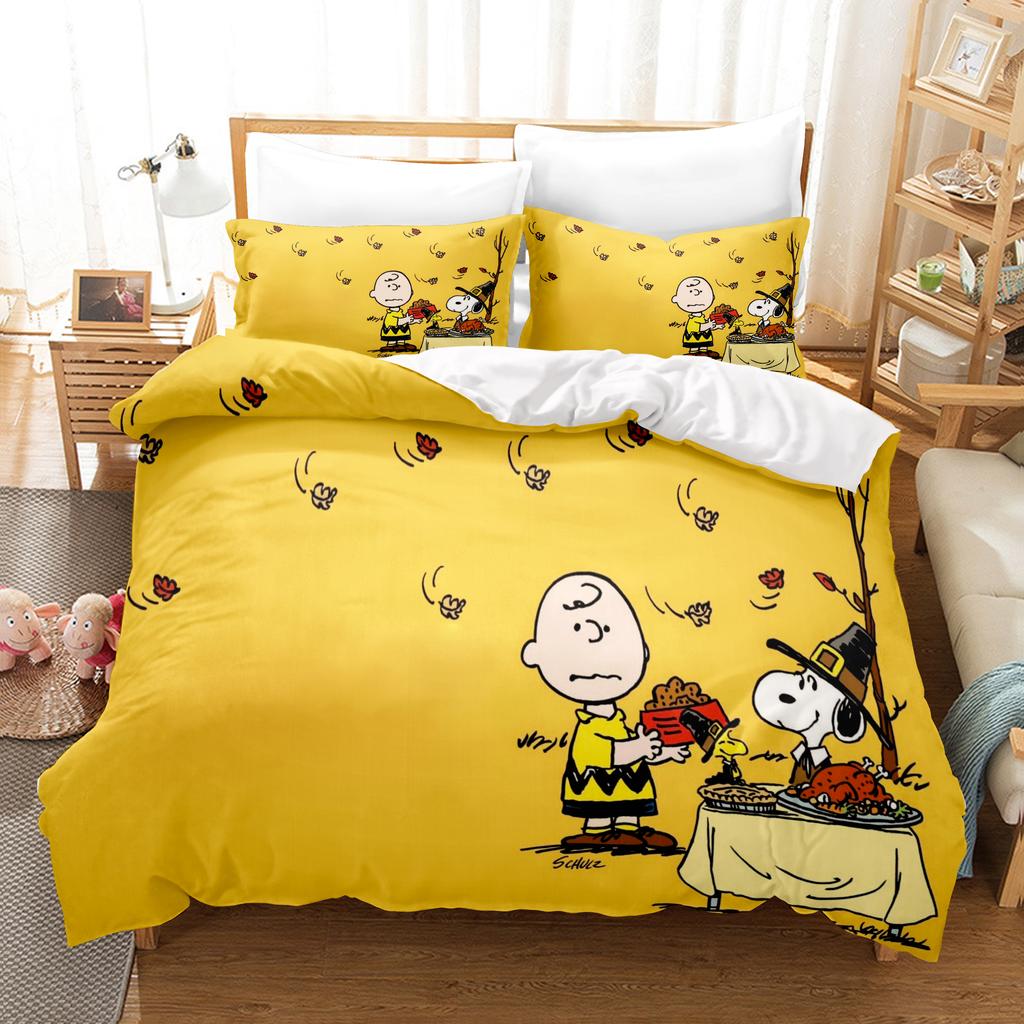 Snoopy Anime, Home Bedroom Comforte Nordic polyester material, suitable for children and adults, 3-piece set