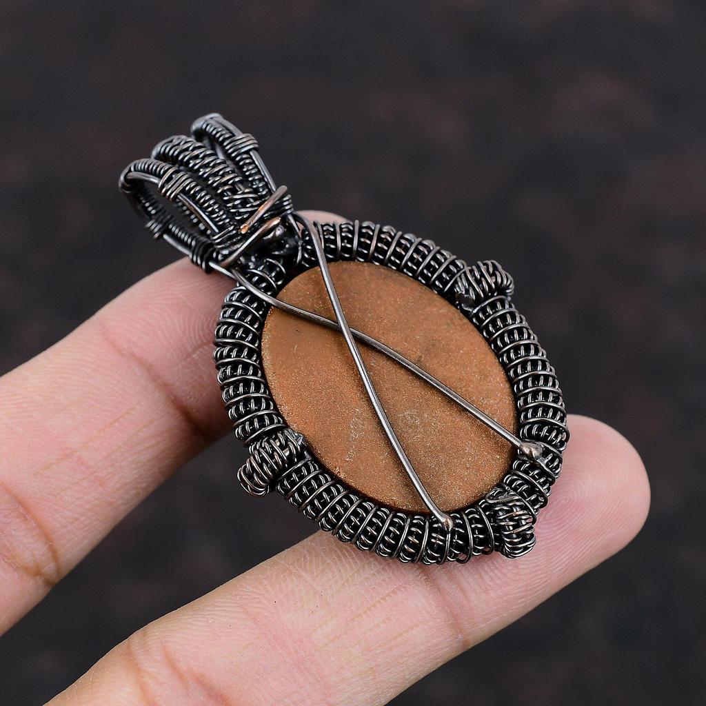 Sun Sitara Gemstone Pendant Copper Wire Wrapped Pendant Handmade Jewelry Designer Pendant Copper Jewelry Ethnic Style Pendant Gift For Wife