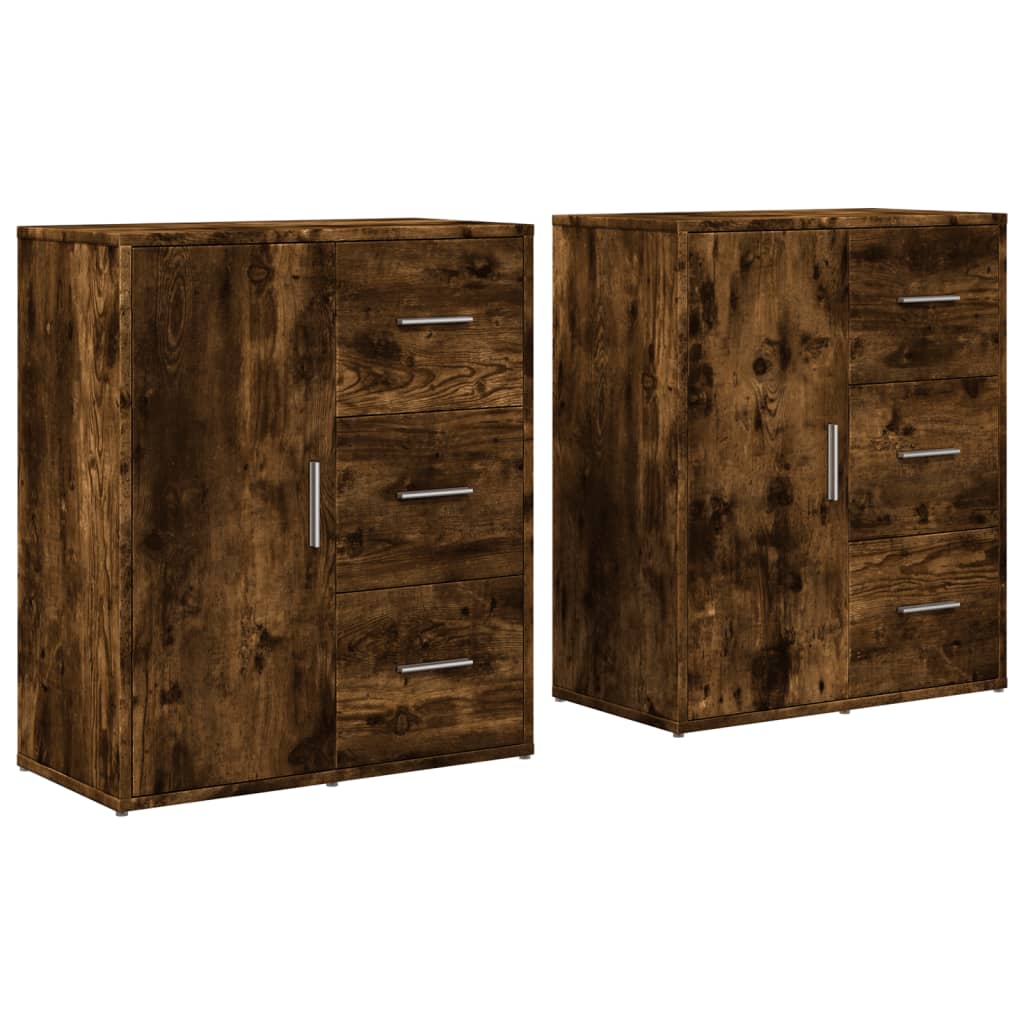 Sideboards 2 Pcs Smoked Oak 60 X 31 X 70 Cm Particleboard