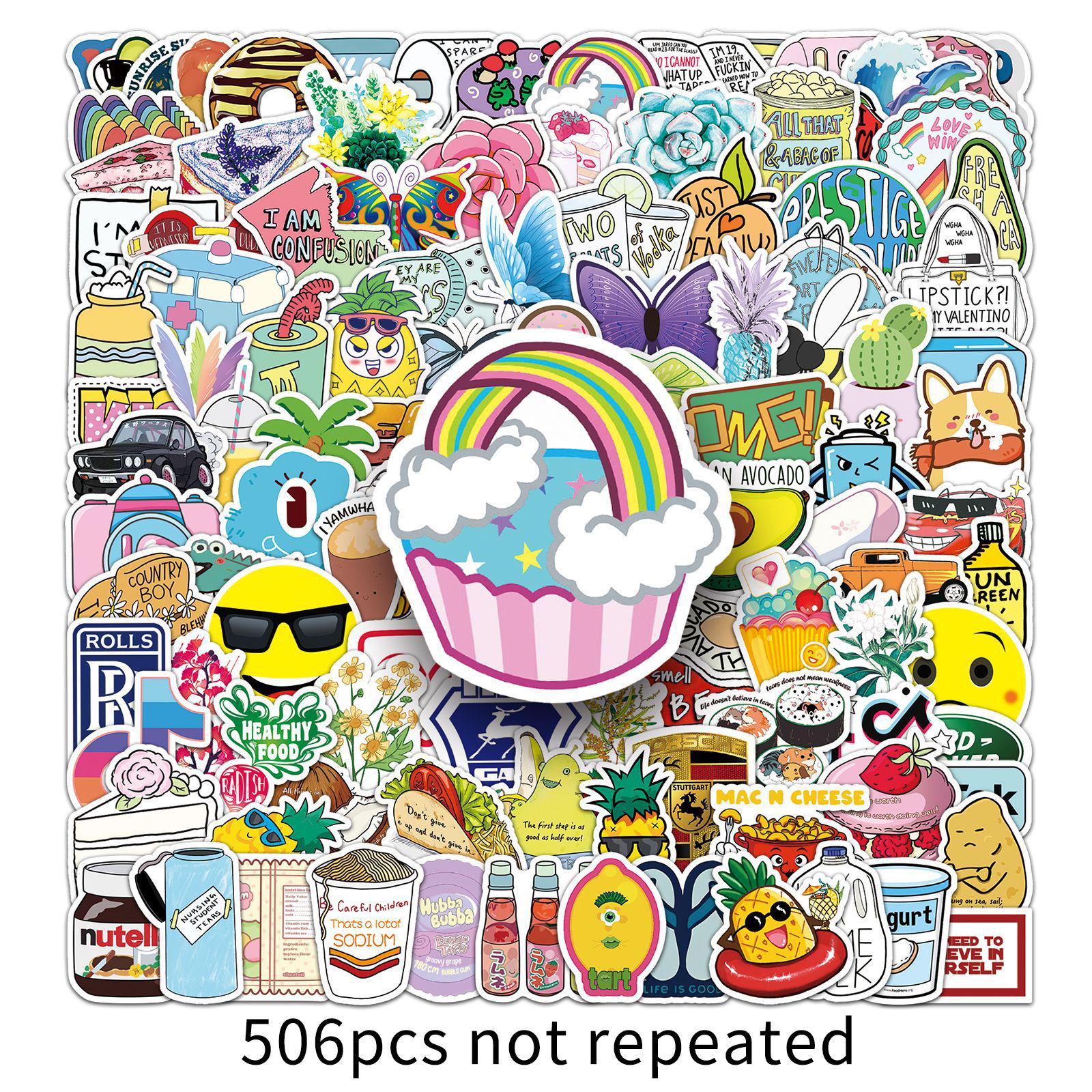 506 Trendy Graffiti Stickers: Cartoon, Creative, Waterproof Decor for Laptops & Phone Cases
