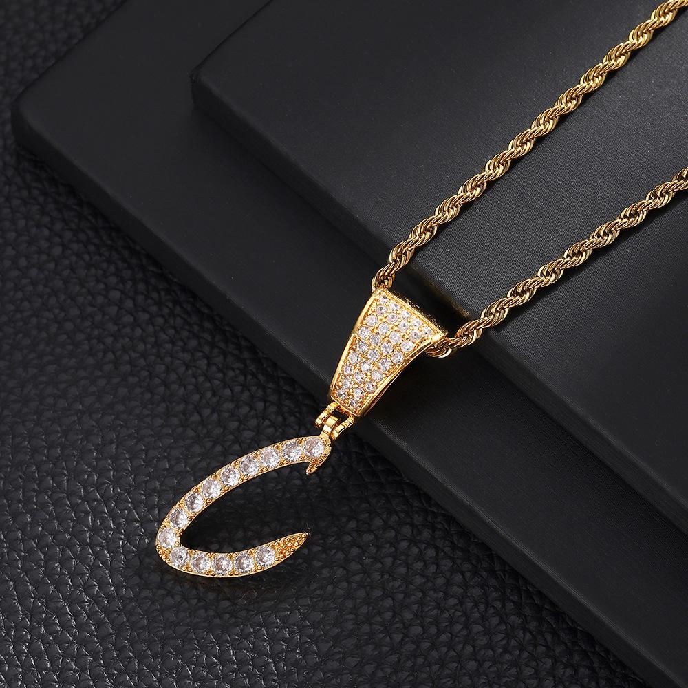 26 English Women'S Letter Pendants Necklace Twist Chain Zircon Letter Pendants Jewelry