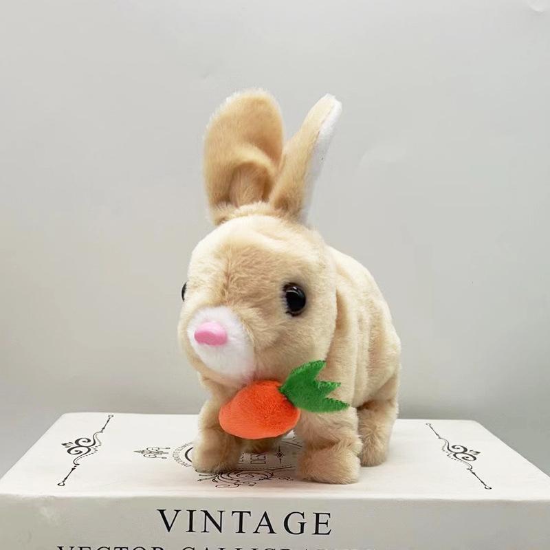 1Pc Realistic Bunny Toys Plush Electronic Stuffed Carrot Little White Rabbit Simulated Pet Walking Shaking Ears Educational Toy