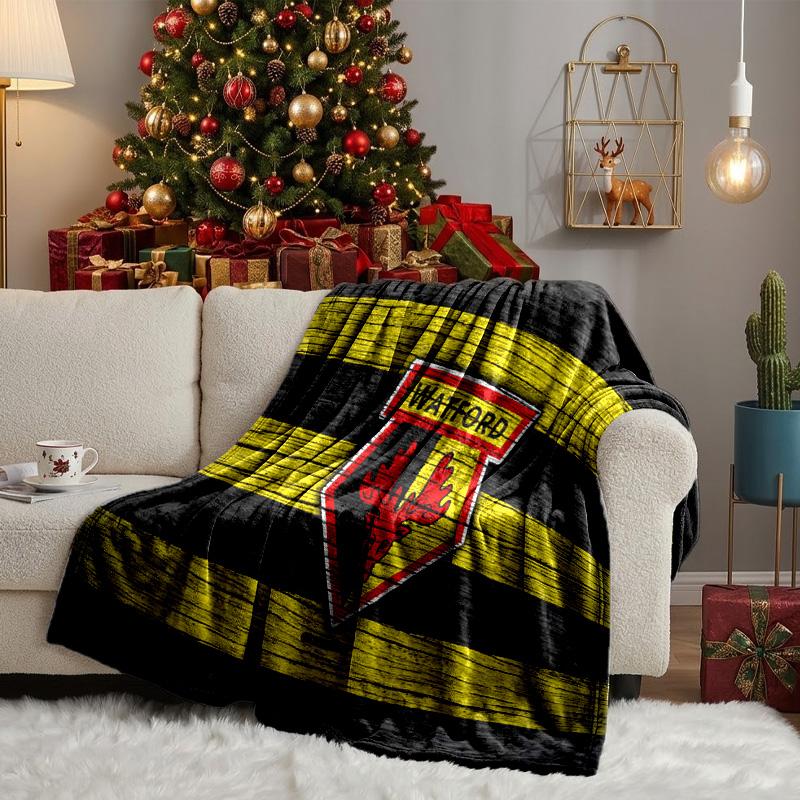 Wat-ford Football Crest Throws Blanket Flannel Blankets Plush for Couch Bed Gifts for Men Women Travel picnic blanket Christmas fan gifts