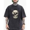 Heren Vintage Gewassen Oversized T-shirt - Nautisch Schedel & Walvisoog Grafisch T-shirt - Ronde Hals Streetwear Top - Zacht Ademend voor Dagelijks Casual