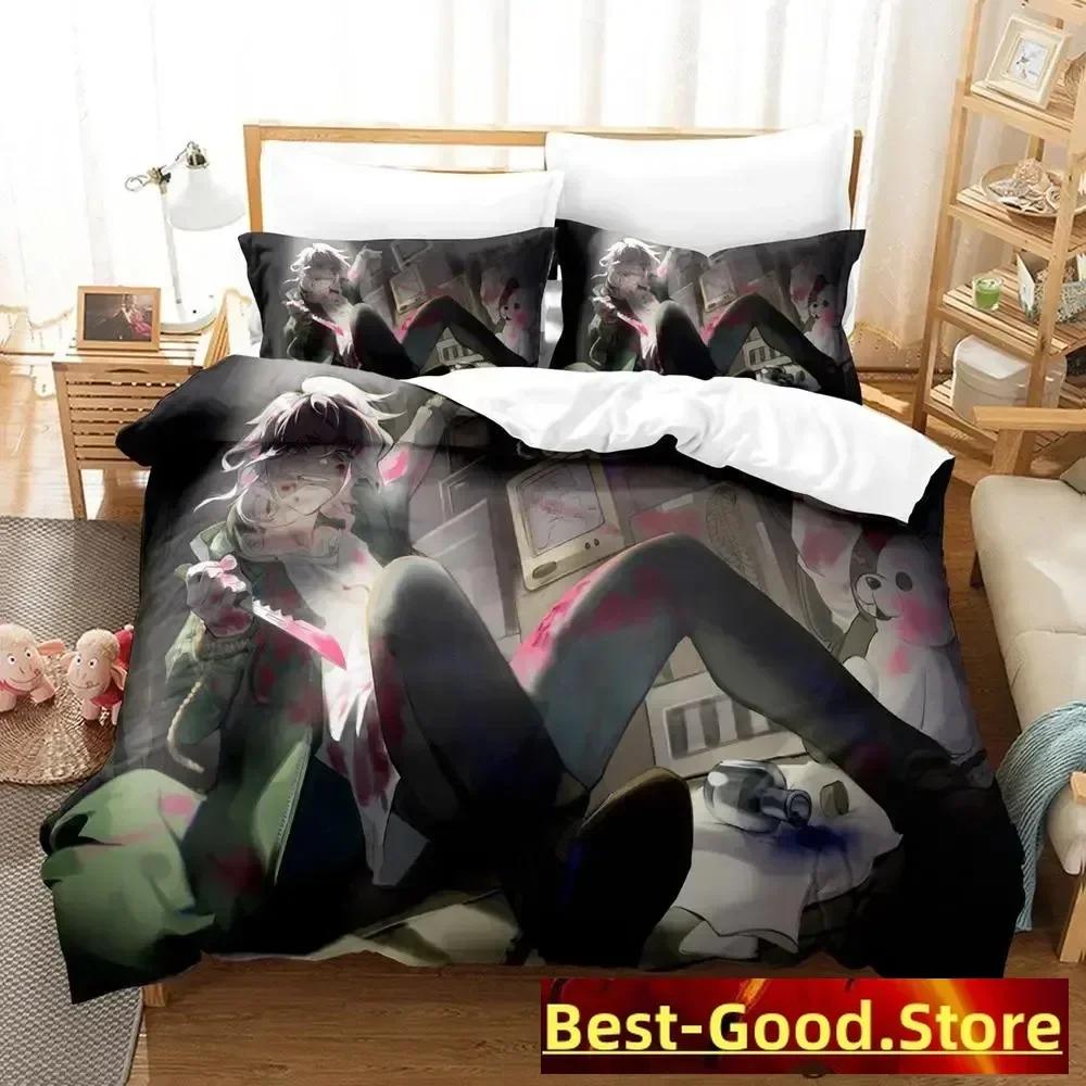 Danganronpa V3 Bettwäsche-Set Cartoon Anime Dreiteiliges Set Erwachsener Kind Schlafzimmer Bettbezug-Sets Kawaii Mädchen Bettdecke Bettwäsche-Sets