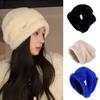 Pile Cap Skullies Beanie Japanese Hat Fake Fur Caps Candy Colored Wool Hat Knitted Hat Skiing Cap Big Hat Korean Hat Mohair Hat