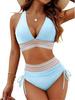 Sexy High-Waist Bikini: Women's Halter Neck Swimsuit with Tummy Control