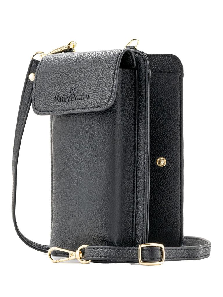 FairyPomu Smartphone Pouch, Wallet Shoulder Bag, Multifunctional, Easy-to-Use Shoulder Bag, Crossbody Bag for Men and Women (Black)
