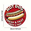 1pc Vintage Hot Dog Round Metal Sign 8x8 Inch Retro Tin Wall Art For Bar Cafe Garage Farmhouse Decor