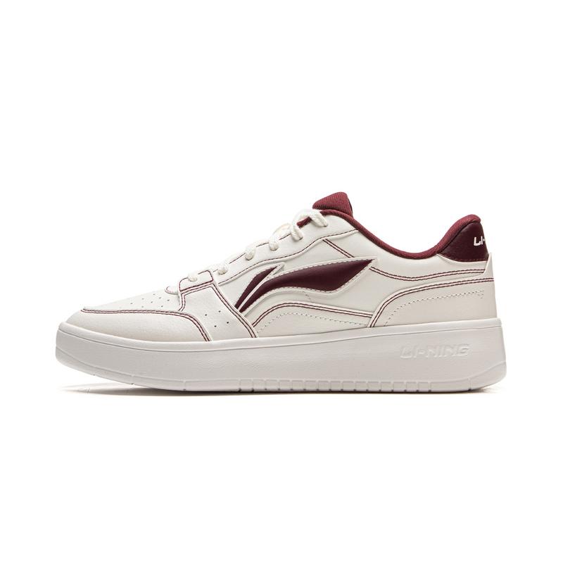 Li Ning Slip Resistant Cushioning Abrasion Resistant Breathable Low top Skateboard Shoes Men's White Red AGCV143-3