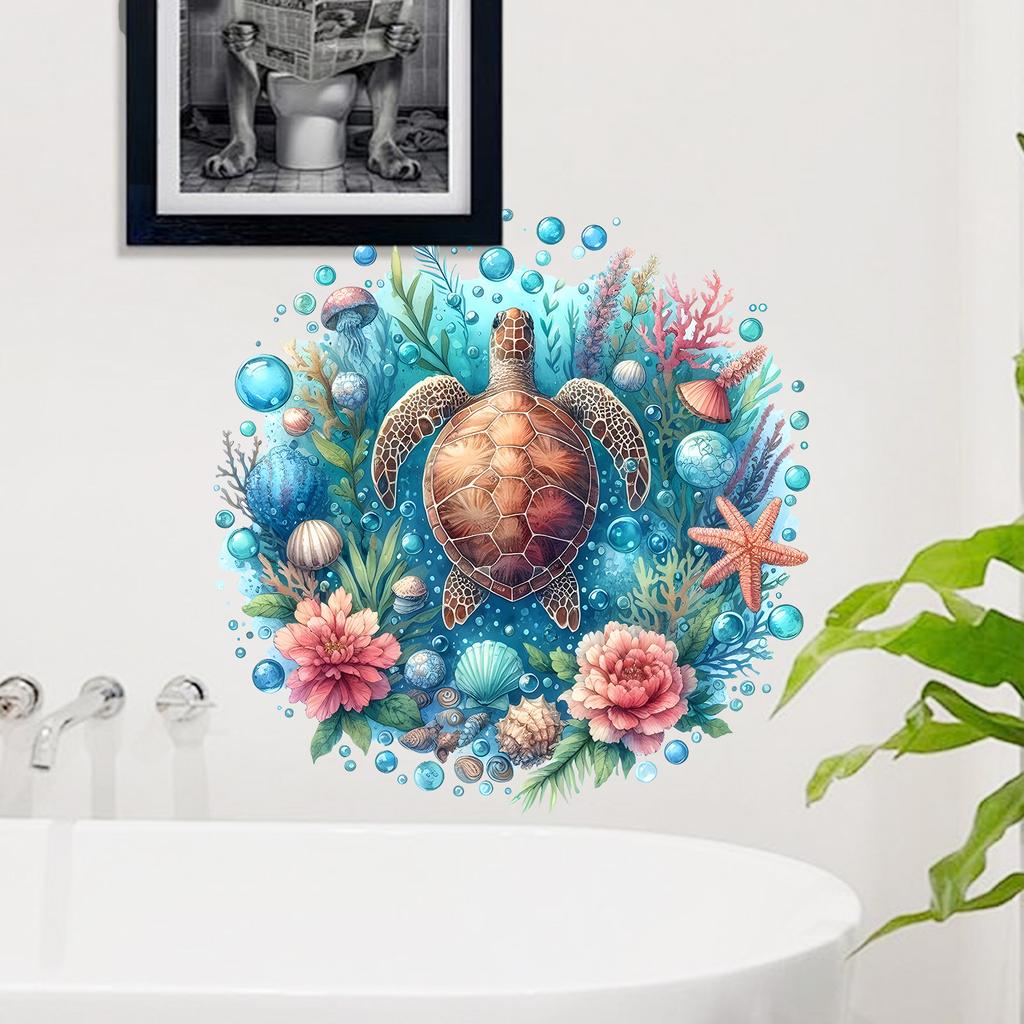 Turtle Shell Decoration Can Decorate Bathroom Walls and Bathtub Edges with Stickers