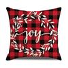 Red Plaid Christmas Linen Pillow Cover New Home Sofa Cushion Cover Cushion Cover