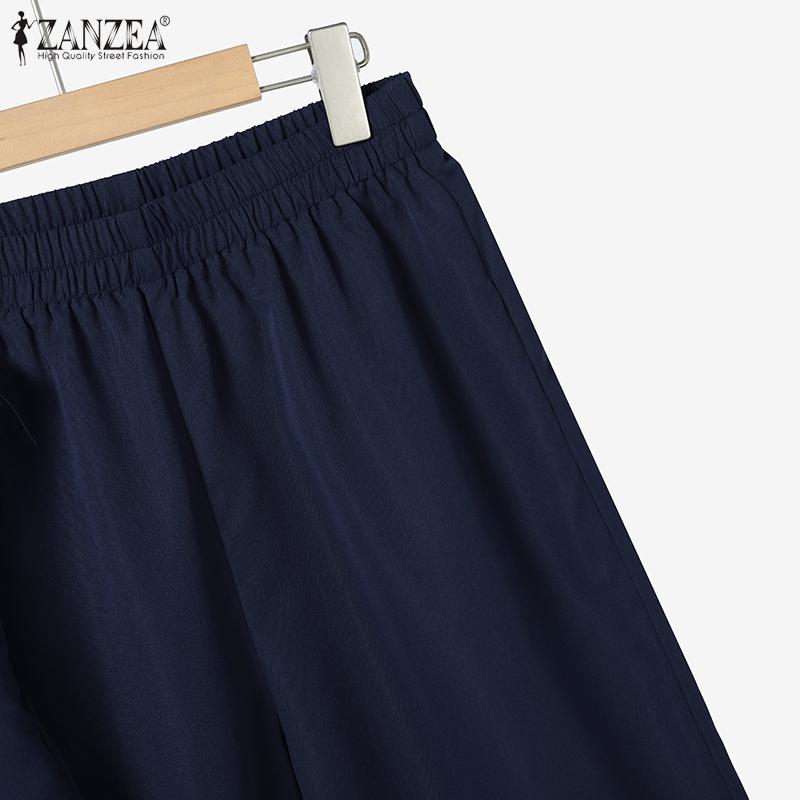 ZANZEA Topuri tip vestă fără mâneci pentru femei și pantaloni Seturi casual din două piese