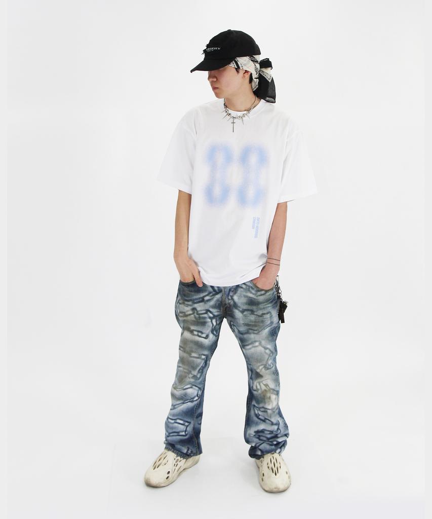 Keuligeon Effect Graphics Semi-Overfit Short Sleeve T-Shirt White