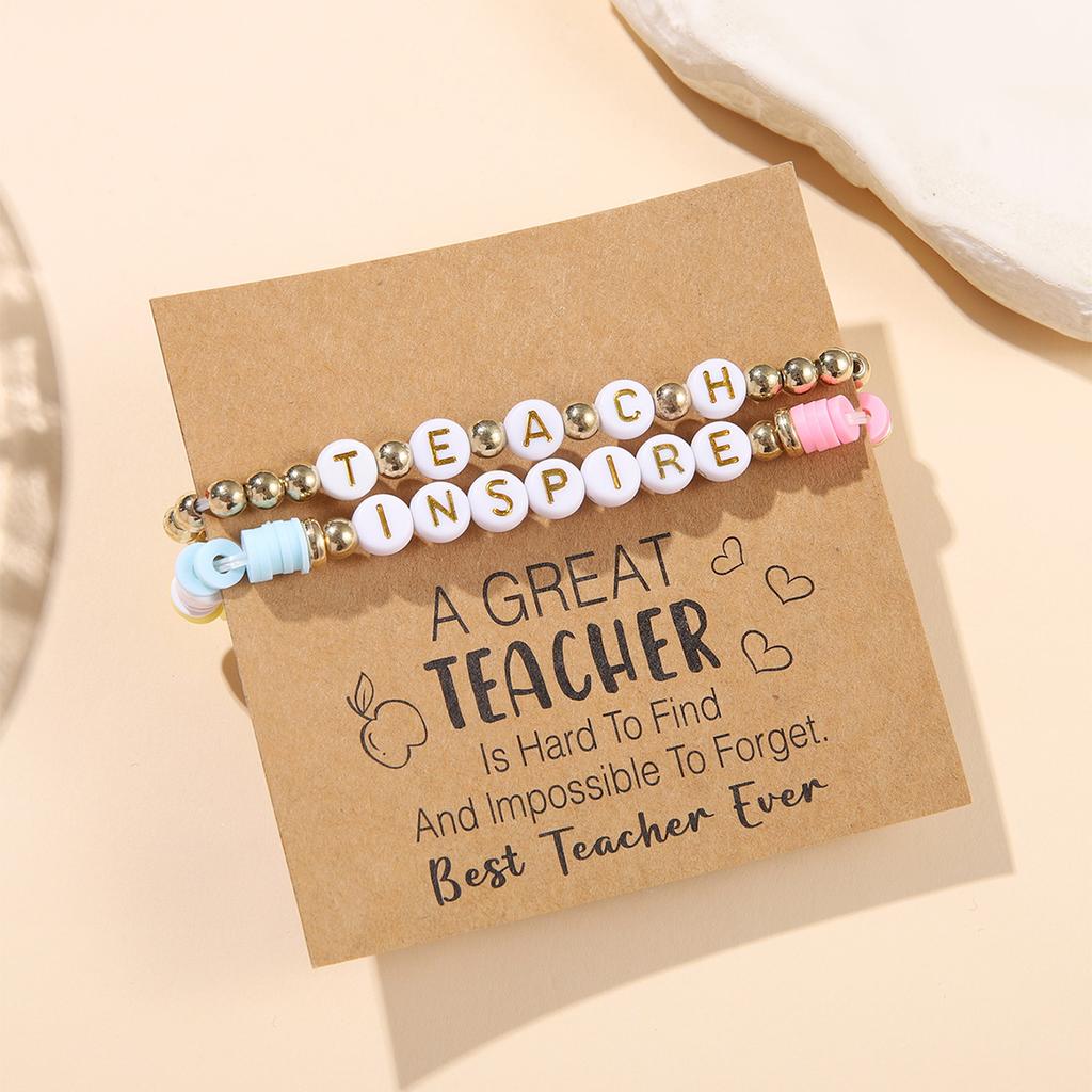 Europe and the United States hot-selling jewelry set Teachers' Day love apple letter soft pottery bracelet back to school stacked bracelet