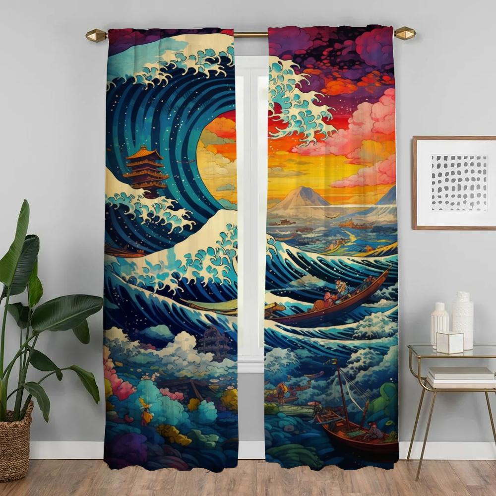 Verdunkelungsvorhang für Zimmer 2 Paneele Wellenraumteiler Moderne Wohnzimmergardinen Tüll für Schlafzimmer Heim-Inneneinrichtung Vorhänge Jalousien