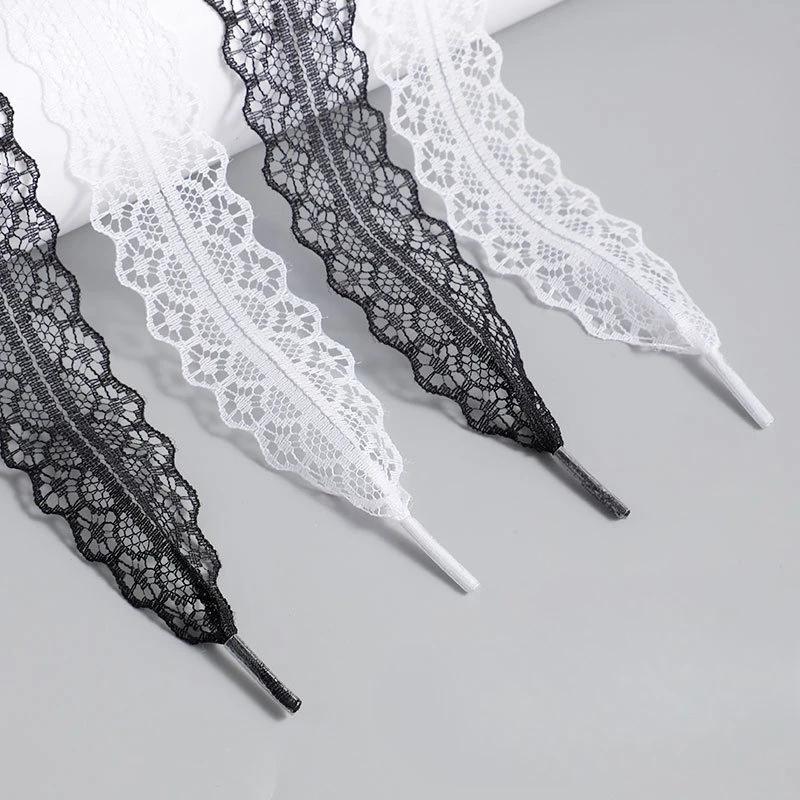 Hot Sale Lace Shoelaces for Women Casual Shoes 2.9CM Width Flat Shoelace for Sneakers Black White Shoe Laces Accessorices