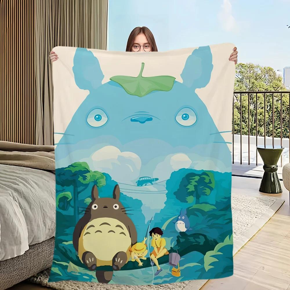 Cartoon Neighbor Totoro Throw Blanket Warm Plaid Flannel Soft Comfort Plush Perfect for Sofa Living Room Office Bedroom Travel G