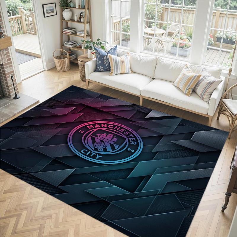 Manchester City Design Crystal Velvet Carpet Cozy Non?Slip Printed Rug For Bedroom Living Room Entrance