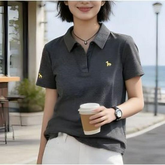 

Popular 2026 Summer Short-Sleeve Lapel Shirt for Middle-Aged and Elderly Women L