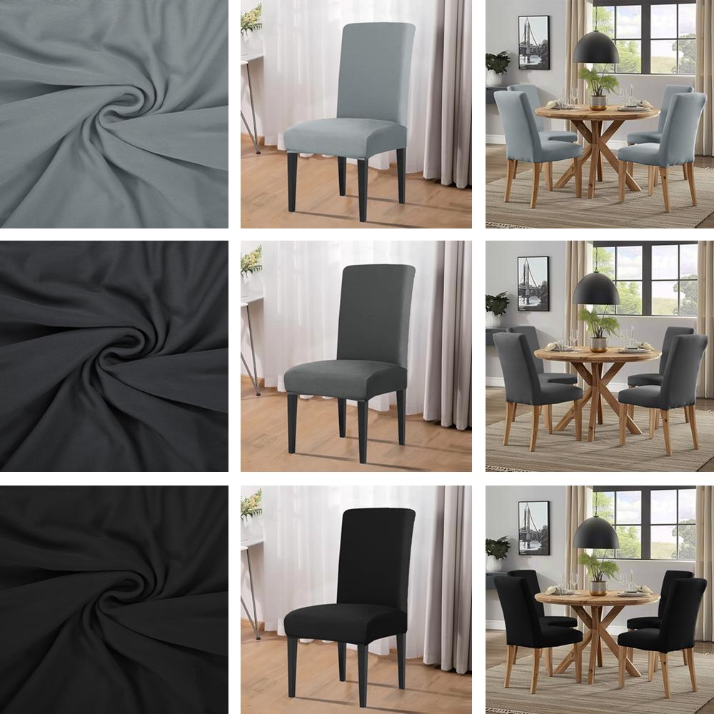 Set of 4 Elastic Chair Cover Dining Room Slipcovers Stretch Solid Removable Seat Protector Furniture Protector Office Home Decor