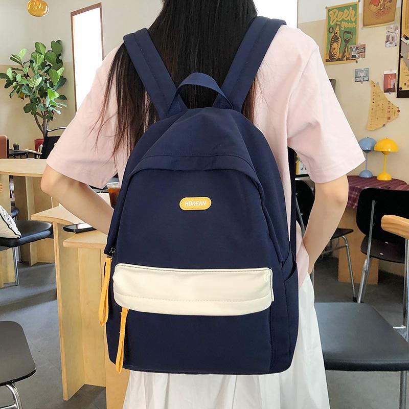 Middle School Student Contrast Color Schoolbag Women's Computer Backpack Lightweight Backpack