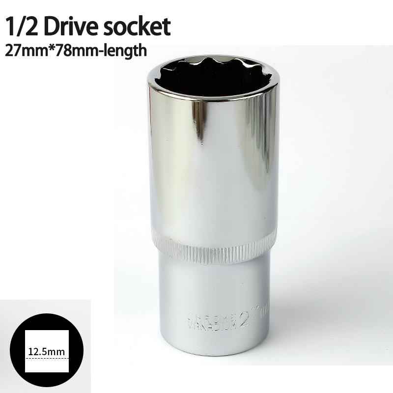 1pcs 12 Point 78mm Mirror Deep Socket Head 1/2 Drive Torx Bit Ratchet Wrench Adapter Tool Part 8-32mm Car Repair Tools