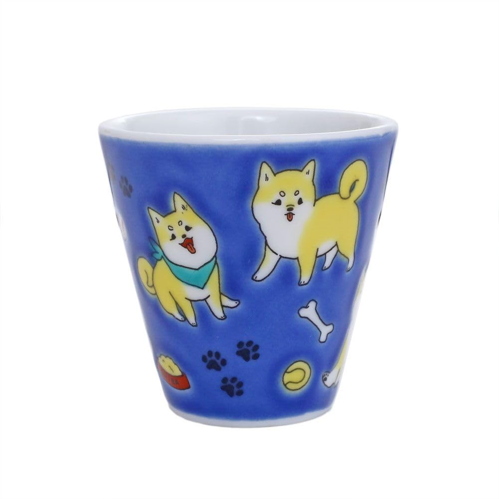 Kutani a traditional craft of the Hokuriku A sake cup featuring a dog A lucky charm sake accessory stationery interior round and treasure perfect for