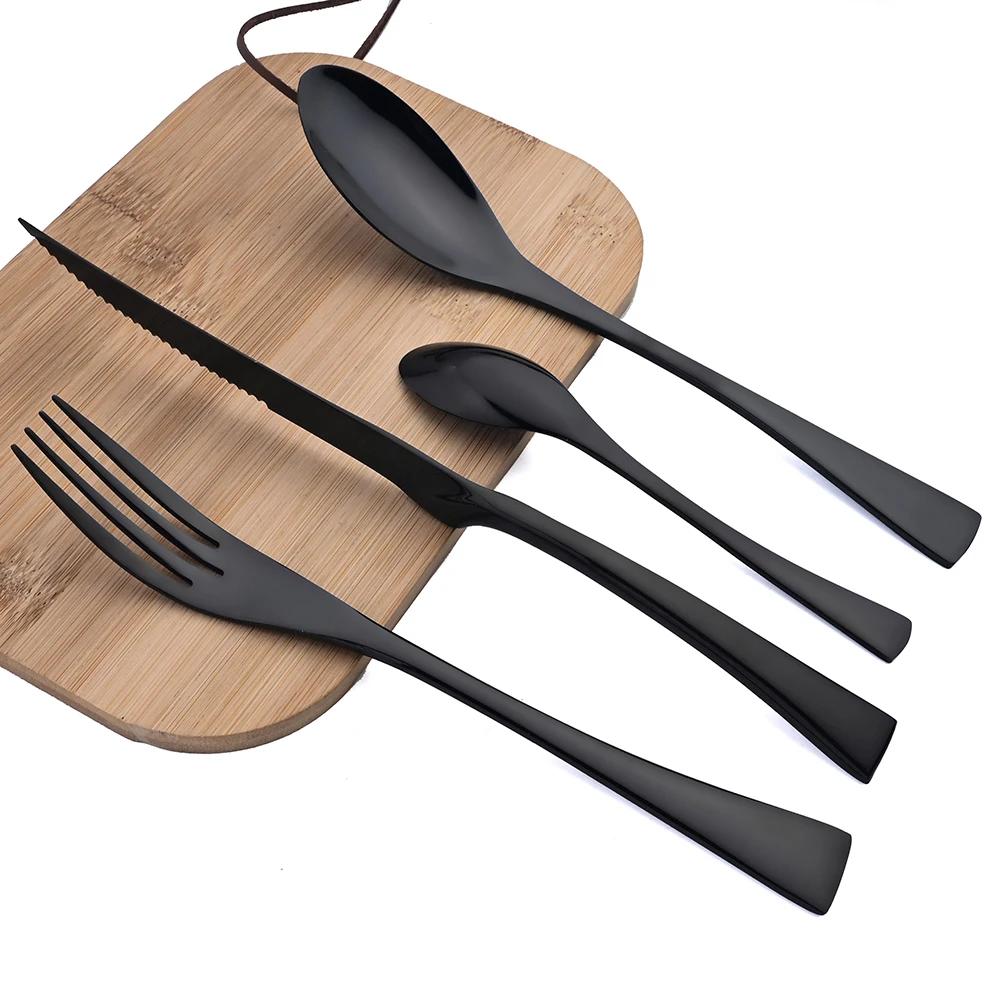 4pcs Luxury Golden Flatware Set Upscale 304 Stainless Steel Cutlery Set Steak Knife Fork Spoon Flatware Party Kitchen Tableware