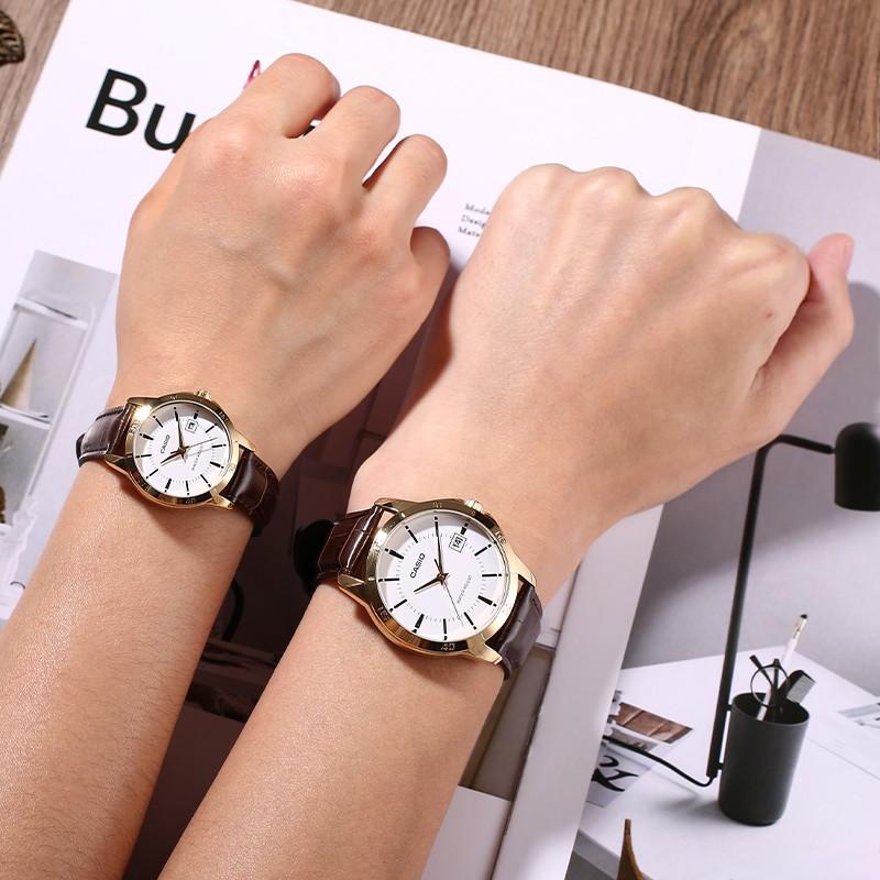 Casio Watch Series-LTP Heart of Darkness Business Casual Big Dial Couple Quartz Movement Genuine Leather Strap Japanese MTP-V004GL-7A<P-V004GL-7A