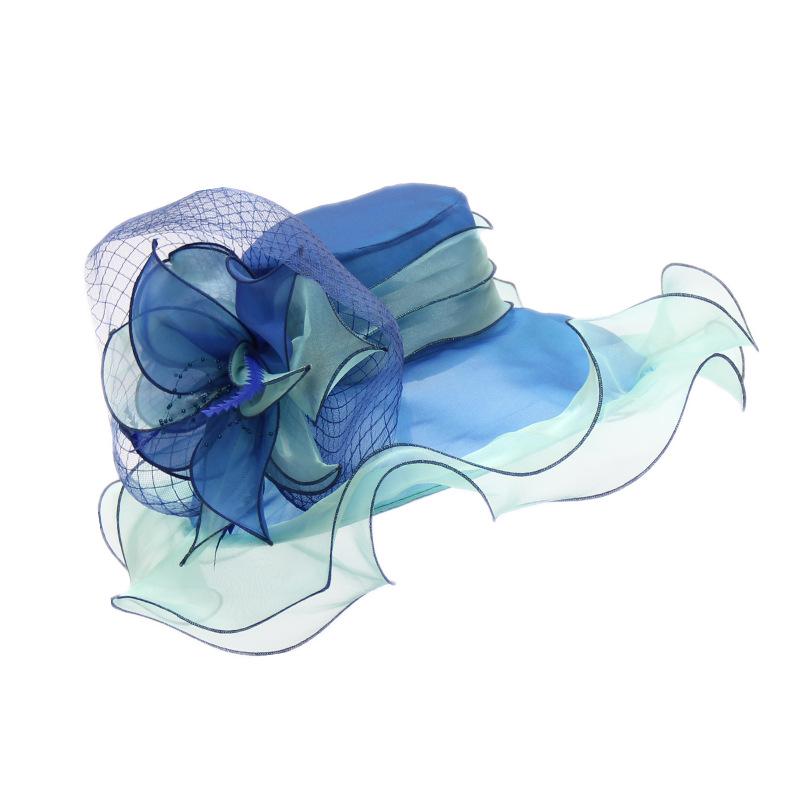 2024 New Organza Big Brim Top Hat Women'S Spring And Summer Sunscreen Sun Hat European And American Fashion Flower Sun Hat Wholesale