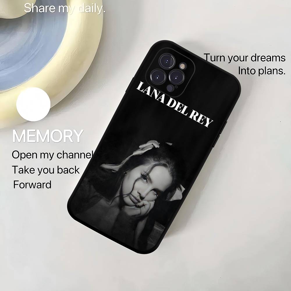 L-Lana Del Rey Singer Silicone Anime Black Case For Iphone 17 Air 16 15 14 13 12 11 Pro Max Plus Basic