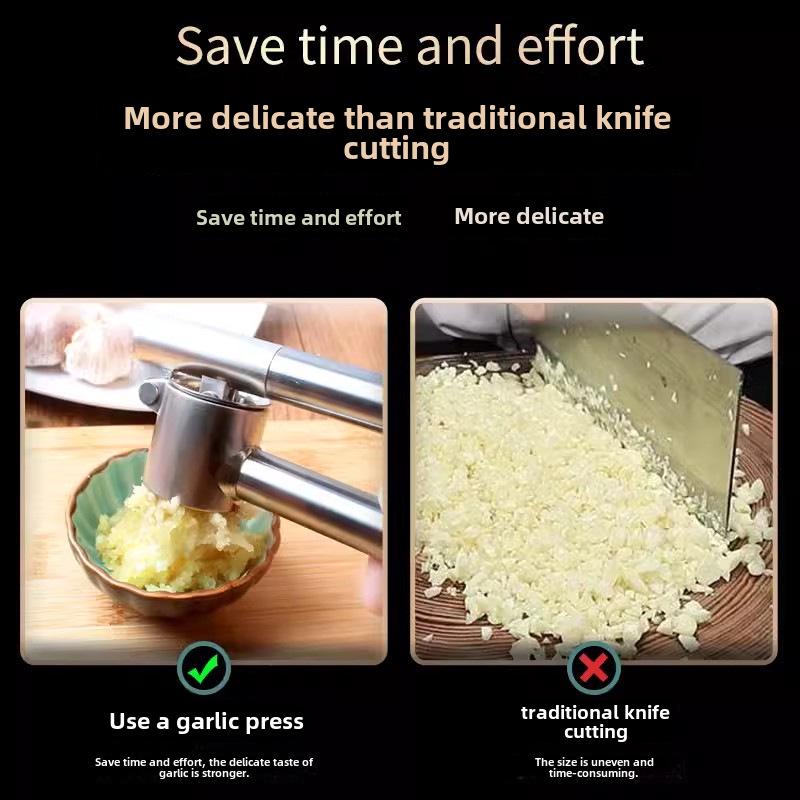 304 Stainless Steel Garlic Press & Peeler Manual Crusher & Masher Tool