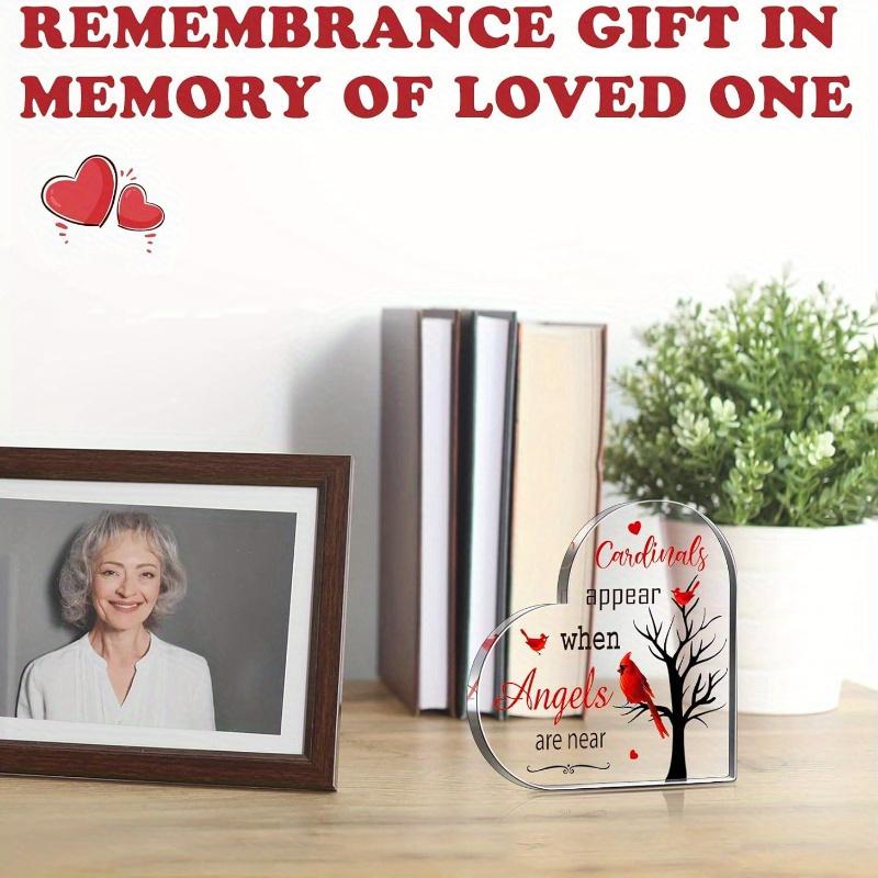 Red Cardinal Memorial Plaque. Acrylic Condolence Gift for Loss of Mom, a Christmas Remembrance.