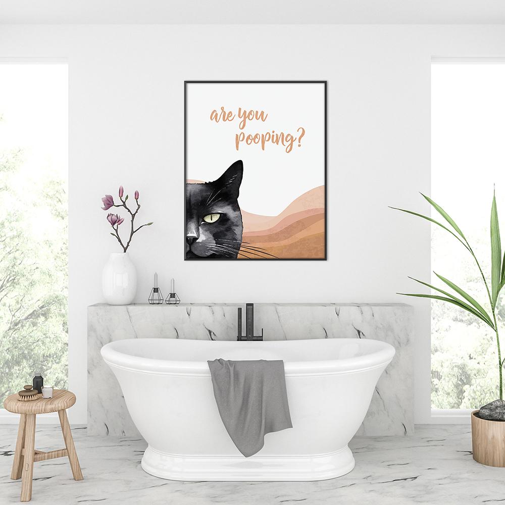 Bathroom Fun Printable Poster Boho Art Black Cat Asked Do You Love Toilet Wall Decor Humorous Cat Owner Housewarming Gift Murals