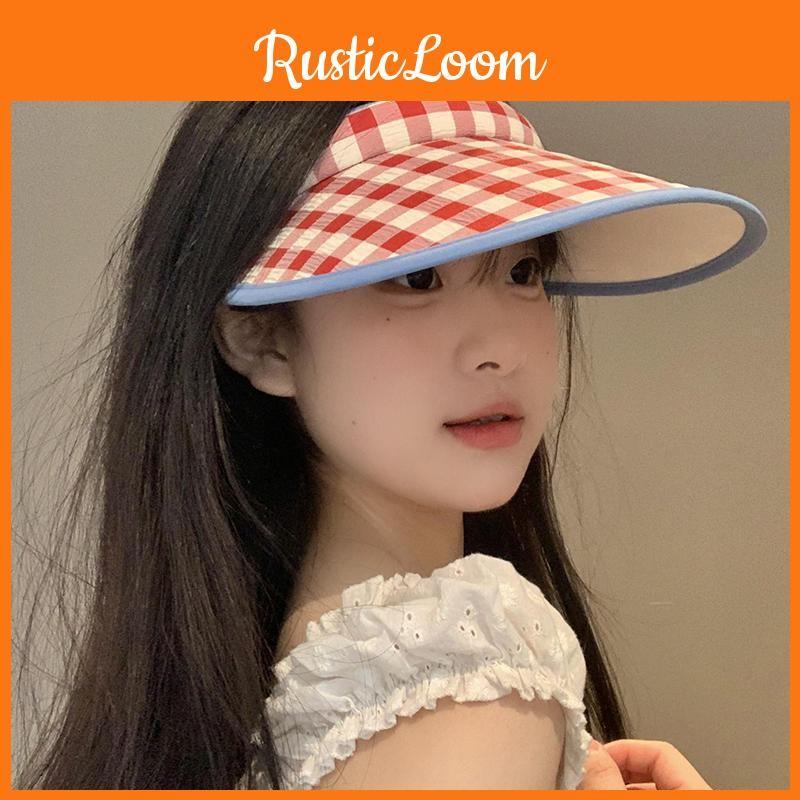 Sun Cap Sunscreen Hat Grid Pattern Uv Protection Breathable Versatility Unisex