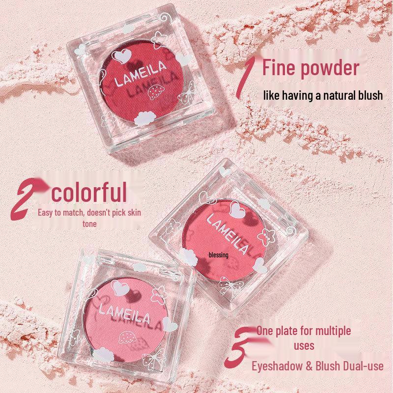 Xiaohongshu Energetic Matte Blush & Shimmer Highlighter - Natural Nude Contour Rouge Makeup
