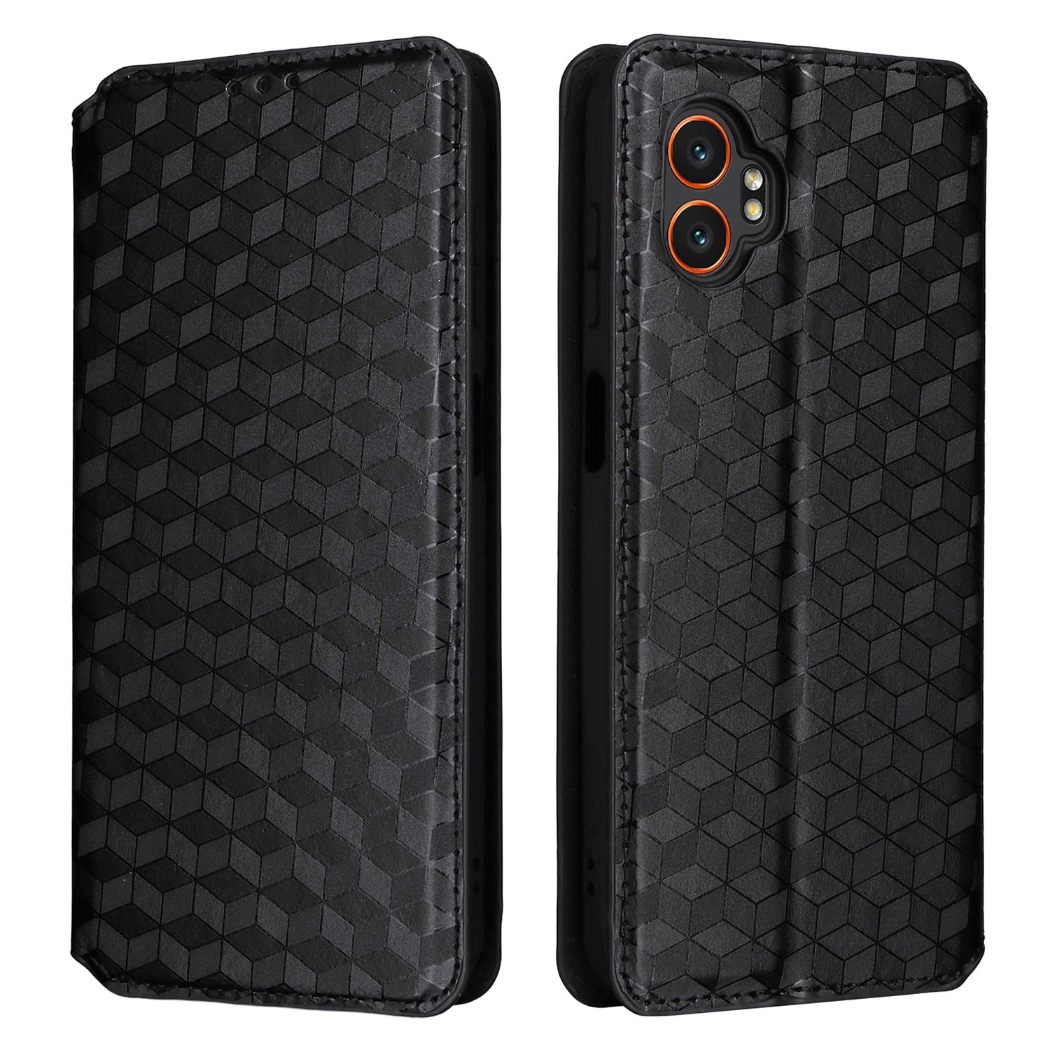 

Для Samsung Galaxy XCover7 Pro Чохол Гаманець Ромбоподібний Тиснений Шкіряний Чохол для Телефону Black