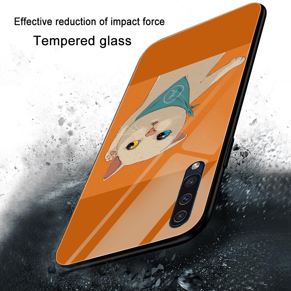 Cute Cat Animal Case For Samsung Galaxy A52 A71 A72 A70 A73 A53 A13 5g A03 A22 A21s A03 Core A42 Cartoon Tempered Glass Cover