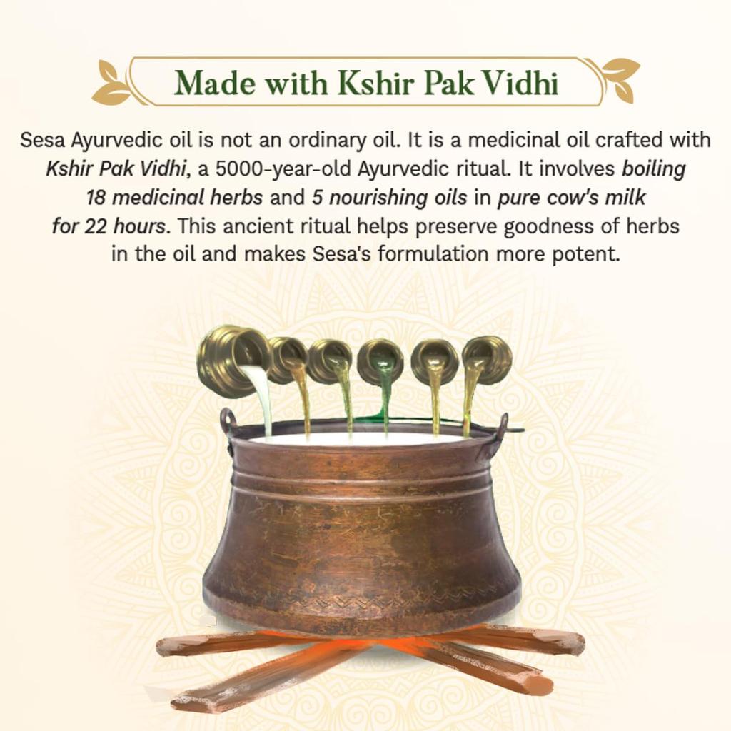 Sesa Ayurvedic Hair Oil For Hair Fall Control & Growth With Bhringraj Coconut Oil 200ml | Nourishing Herbal Oil For Men & Women