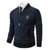 Autumn and Winter Casual Knitted Cardigan Plus Velvet Thickened Men's Baseball Collar Jacket Trendy Sweater Wear