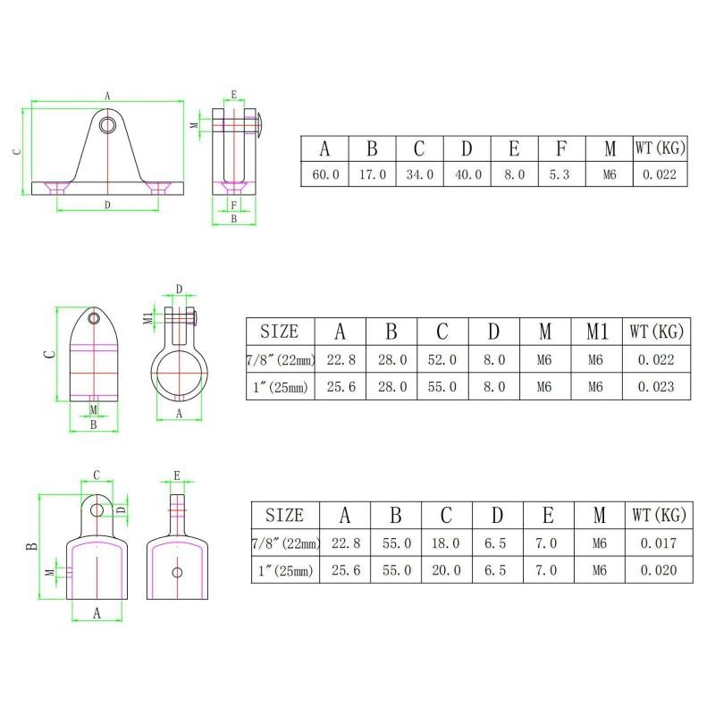 12 Stück Nylon Marine Boot Bimini Top Beschläge Set Ösenendkappe/Kiefernschieber Rohrklammer & Deckscharnier Bootszubehör Marine