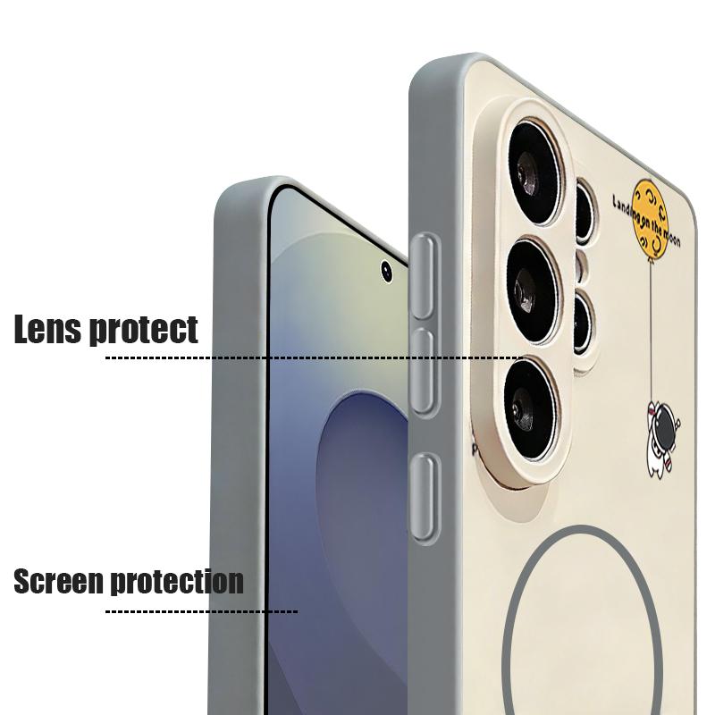 Magnetic For Magsafe Case For Samsung Galaxy S26 Ultra S25 Edge S24 Plus S23 FE S22 A54 A55 A56 5G Hanging Astronaut Pattern Matte Cover