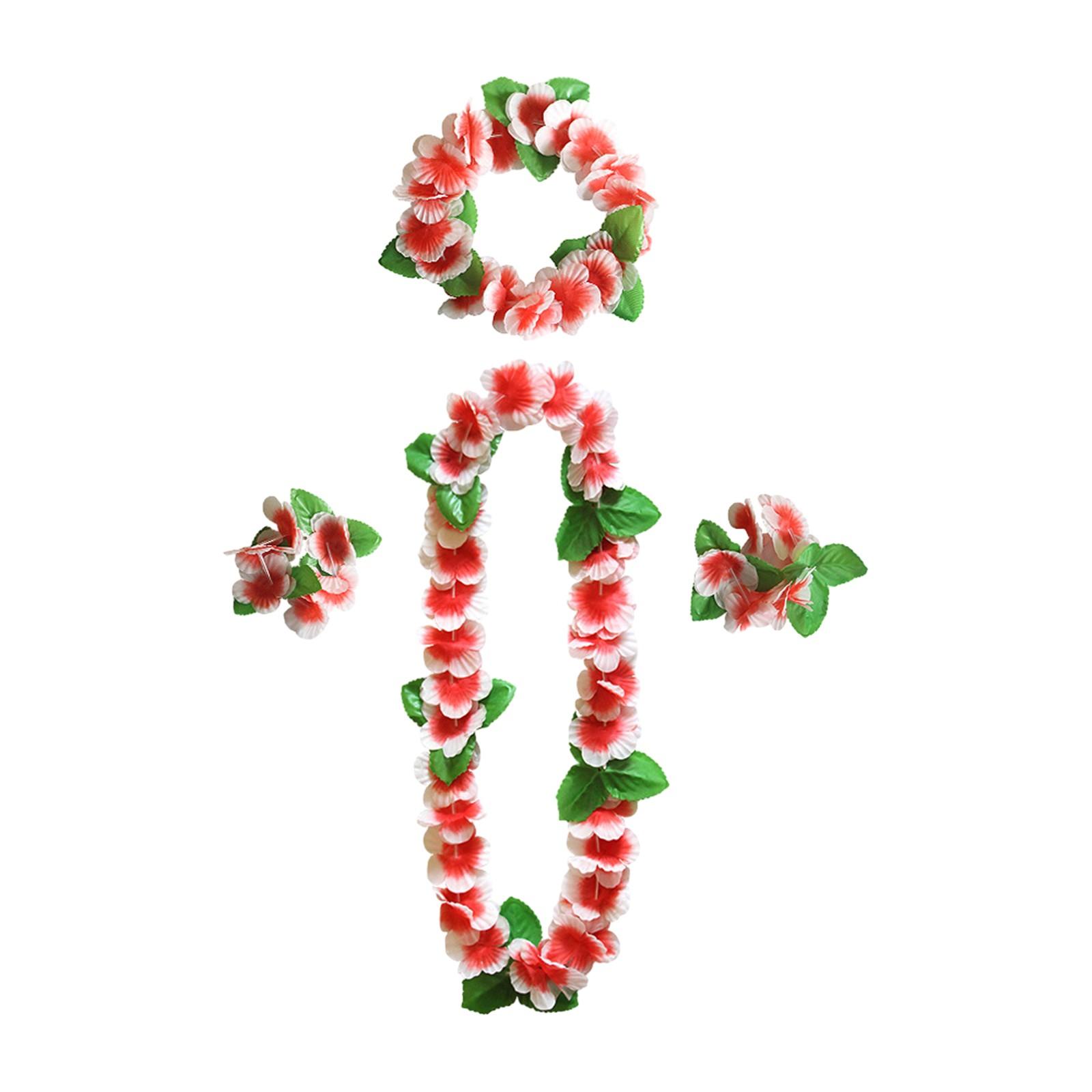 

Гавайская гирлянда для вечеринки, 12-цветное ожерелье с лепестками, браслет, комплект из четырех предметов, аксессуары для праздничного наряда One Size