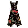 Women's Casual Fashion Round Neck Sleeveless Floral Print Irregular Hem Midi Dress