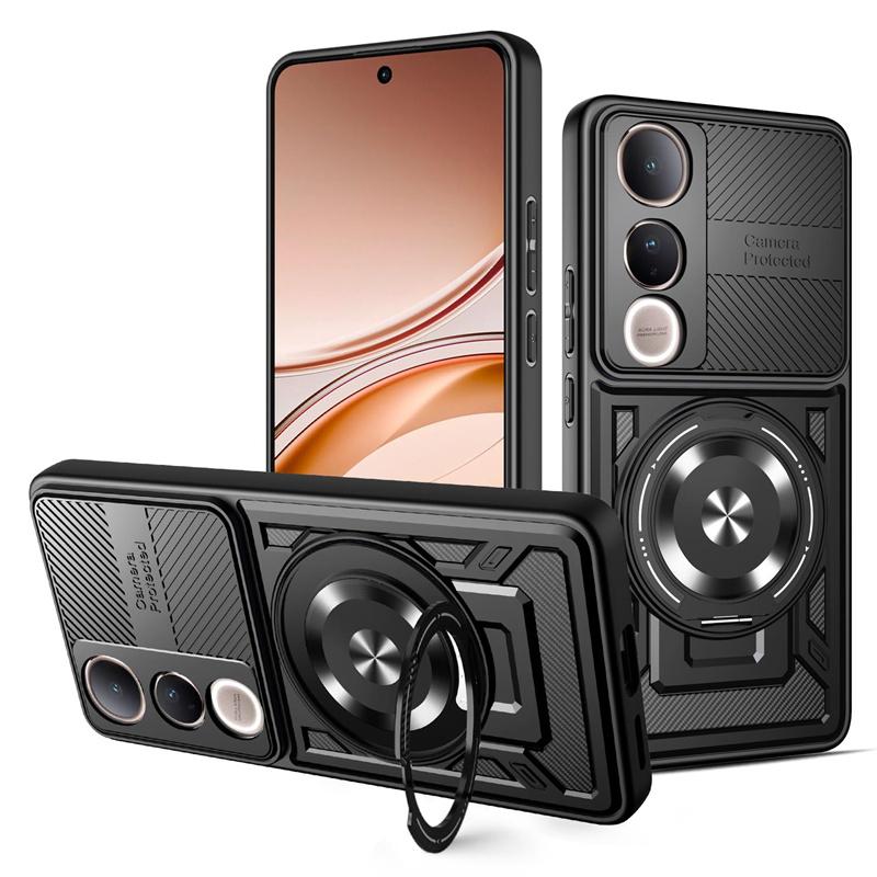 

Противоударный бронированный чехол для Vivo V50 Lite 5G V50e Защитная крышка Держатель-кольцо Подставка Ударопрочный Capa Shell Fundas vivo V50 Lite чёрный