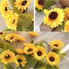 Silk Artificial Sunflower Long Stem Decorative Sunflower Fake Flowers Bouquet  Table Centerpiece
